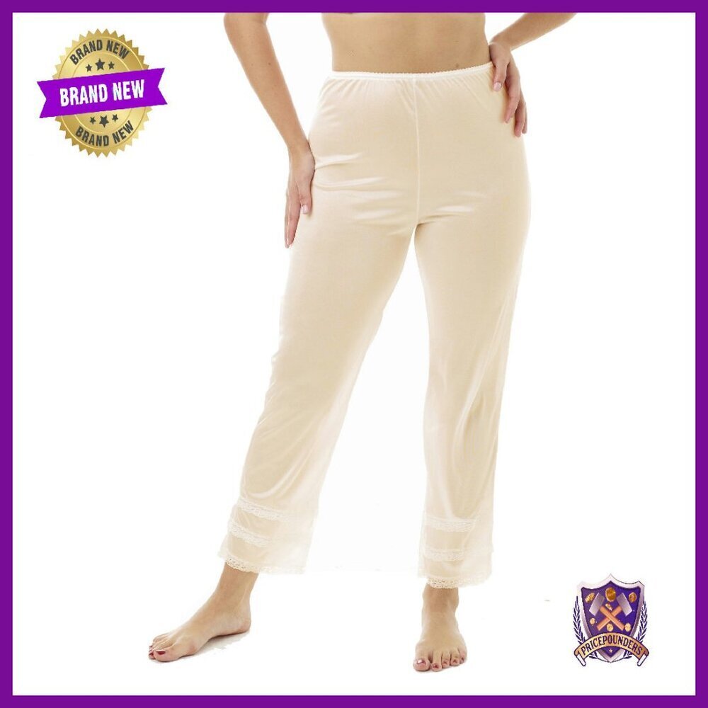 Nylon Ankle Length Pant Slip with Customizable Length & Lace Trim